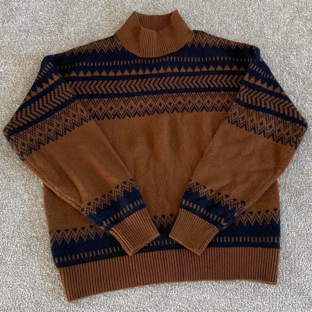 Men's Brown and Black Patterned Sweater